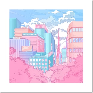 The  pastel Tokyo cityscape Posters and Art